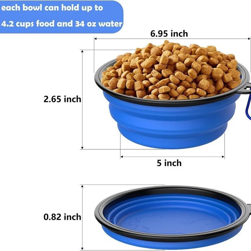 Durable TPR Portable Pet Food Bowl USA for Cats & Dogs, Collapsible Travel Water & Food Bowl for Outdoor Pet Use - Ammpoure
