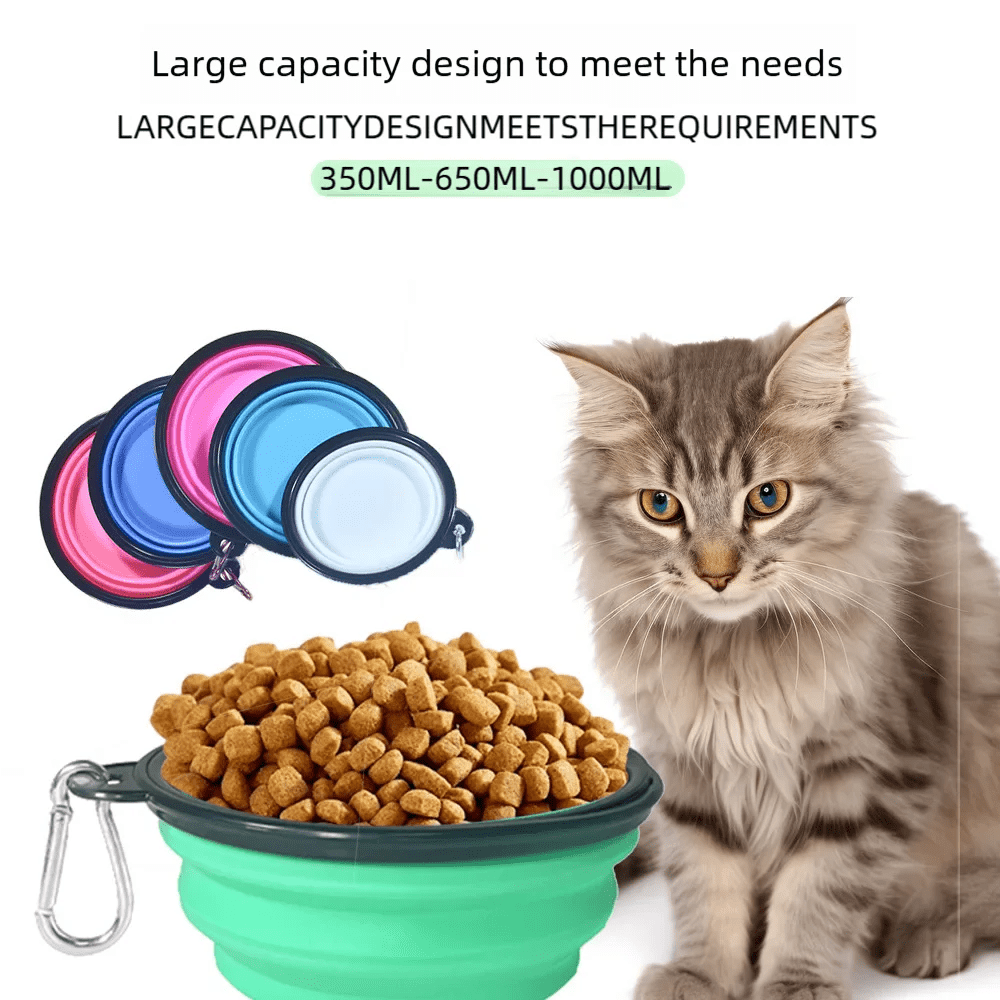 Durable TPR Portable Pet Food Bowl USA for Cats & Dogs, Collapsible Travel Water & Food Bowl for Outdoor Pet Use - Ammpoure