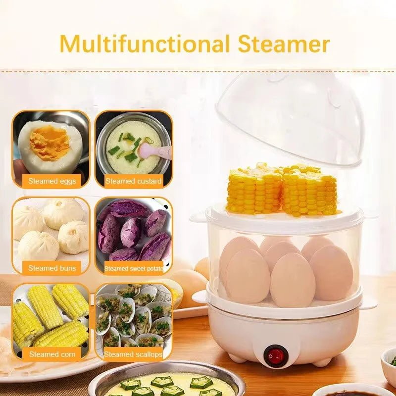 Egg Cooker Multifunctional Electric Egg Boiler Double Layers Egg Cooker Mini Steamer Poacher Kitchen Cooking Breakfast Machine - Ammpoure