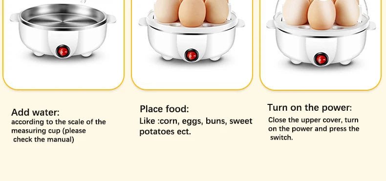 Egg Cooker Multifunctional Electric Egg Boiler Double Layers Egg Cooker Mini Steamer Poacher Kitchen Cooking Breakfast Machine - Ammpoure