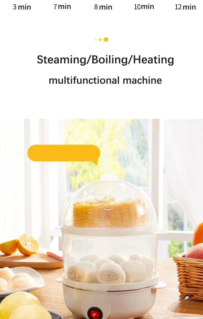 Egg Cooker Multifunctional Electric Egg Boiler Double Layers Egg Cooker Mini Steamer Poacher Kitchen Cooking Breakfast Machine - Ammpoure