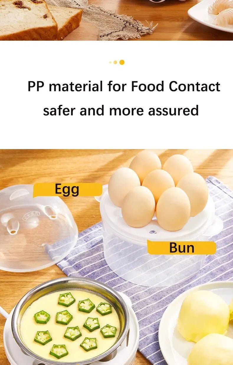 Egg Cooker Multifunctional Electric Egg Boiler Double Layers Egg Cooker Mini Steamer Poacher Kitchen Cooking Breakfast Machine - Ammpoure