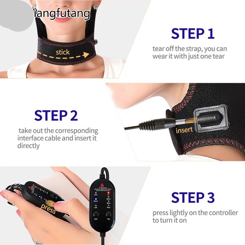 Electric Heated Neck Protection Belt with Three Adjustable Temperature Levels for Warmth And Neck Massage Relaxation - Ammpoure