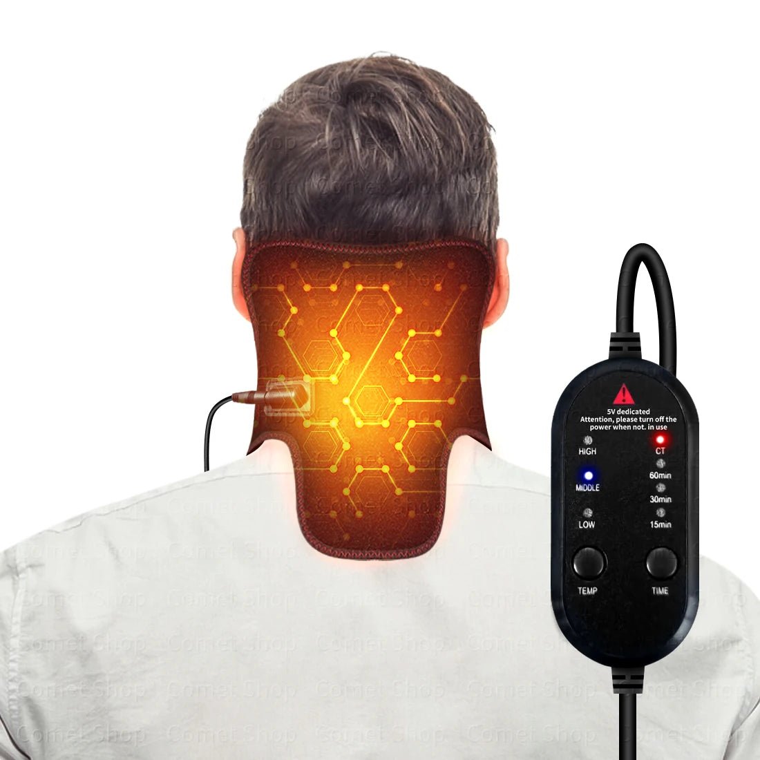 Electric Heated Neck Protection Belt with Three Adjustable Temperature Levels for Warmth And Neck Massage Relaxation - Ammpoure