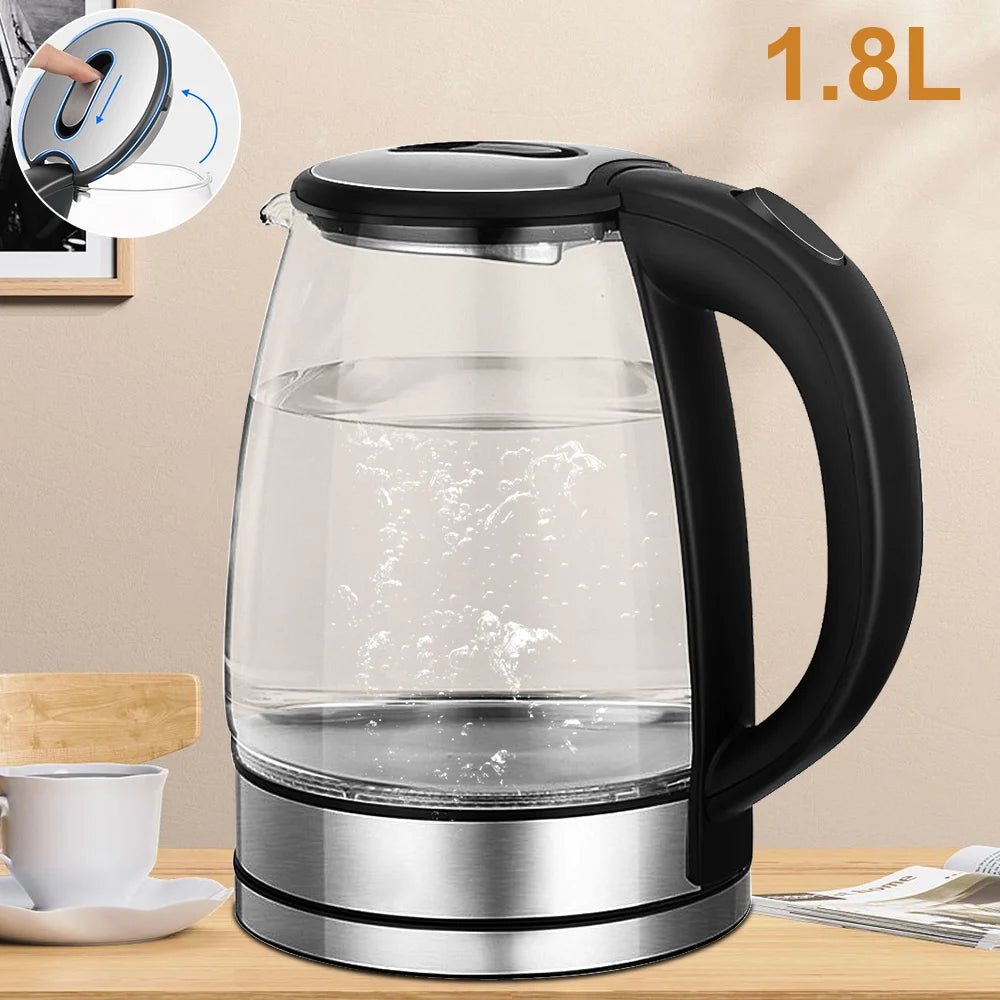 Electric Kettle Glass Tea Kettle 1500 - 1800W Water Boiler Home Kitchen water heater,Dry Boiling Protection - Ammpoure