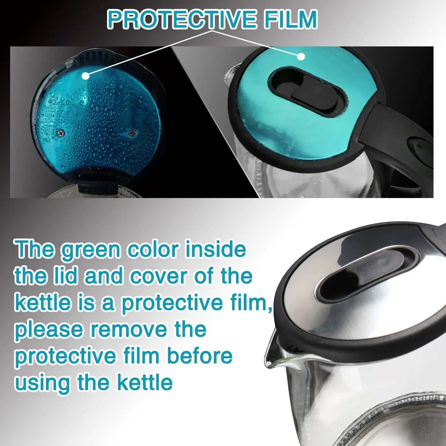 Electric Kettle Glass Tea Kettle 1500 - 1800W Water Boiler Home Kitchen water heater,Dry Boiling Protection - Ammpoure