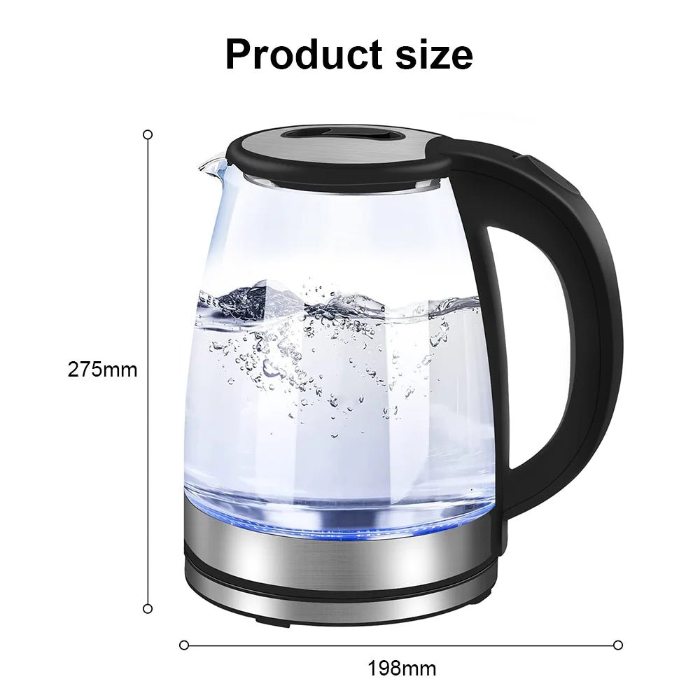 Electric Kettle Glass Tea Kettle 1500 - 1800W Water Boiler Home Kitchen water heater,Dry Boiling Protection - Ammpoure