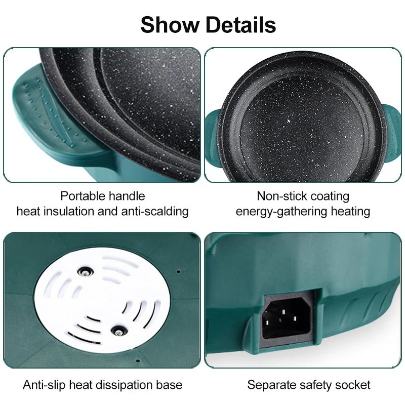 Electric MultiCooker Electric Frying Pan 220V Househould Barbecue Fried Steak Fish Omelette Frying Pan Non - stick Cooking Machine - Ammpoure