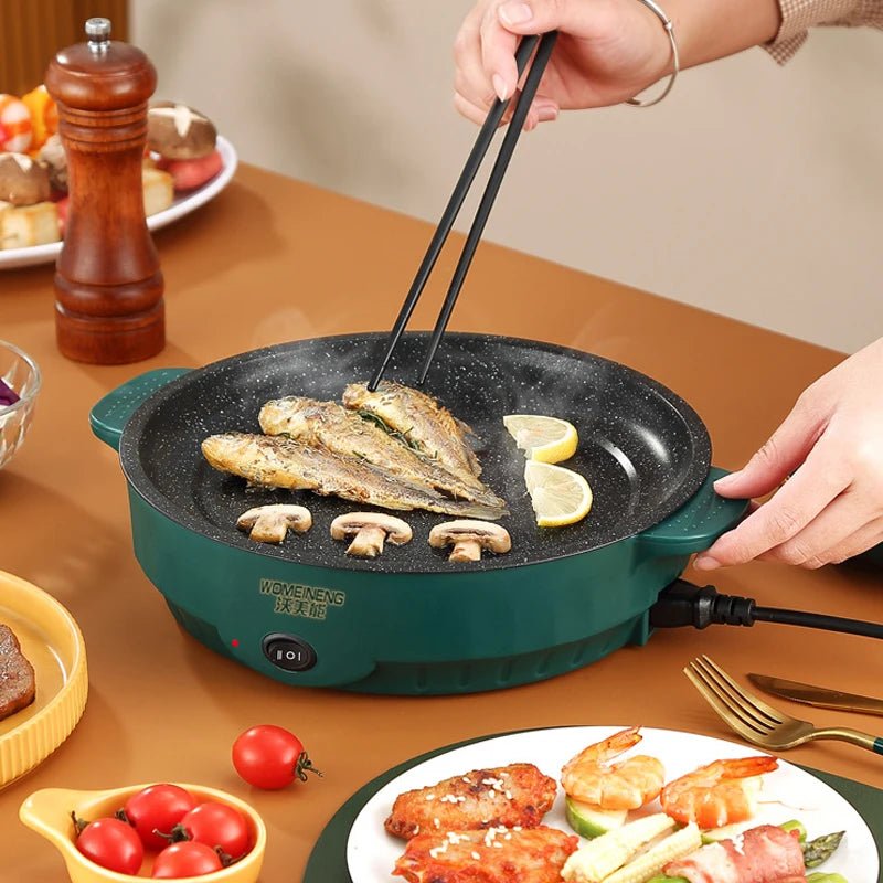 Electric MultiCooker Electric Frying Pan 220V Househould Barbecue Fried Steak Fish Omelette Frying Pan Non - stick Cooking Machine - Ammpoure