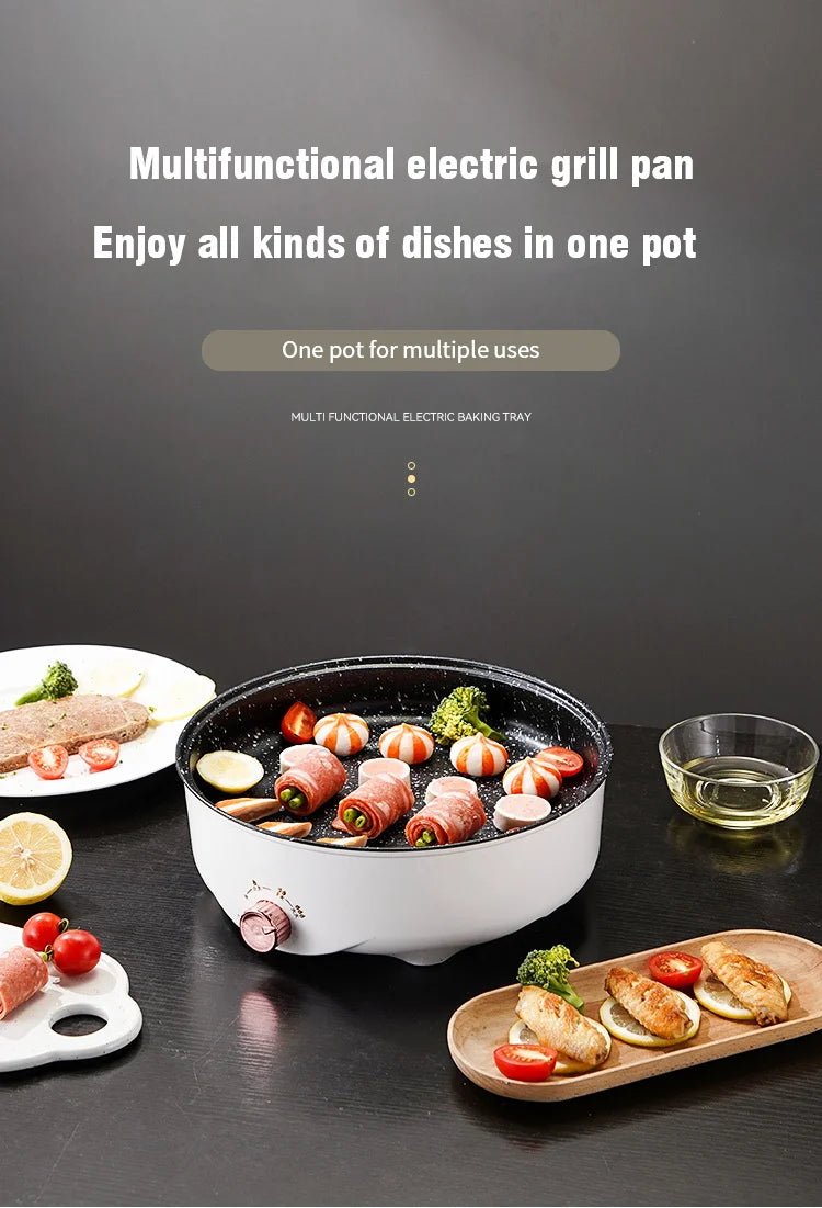 Electric MultiCooker Electric Frying Pan 220V Househould Barbecue Fried Steak Fish Omelette Frying Pan Non - stick Cooking Machine - Ammpoure