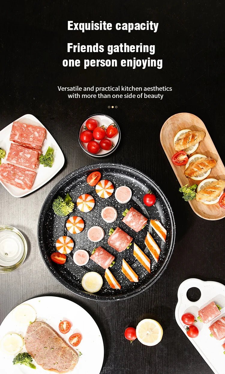 Electric MultiCooker Electric Frying Pan 220V Househould Barbecue Fried Steak Fish Omelette Frying Pan Non - stick Cooking Machine - Ammpoure