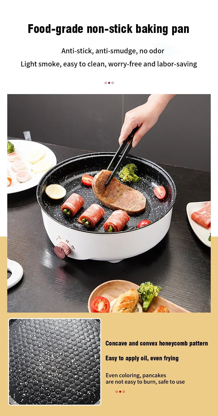 Electric MultiCooker Electric Frying Pan 220V Househould Barbecue Fried Steak Fish Omelette Frying Pan Non - stick Cooking Machine - Ammpoure