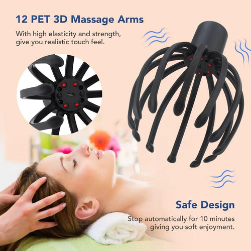 Electric Octopus Claw Scalp Massager Stress Relief Therapeutic Head Scratcher Stress Relief and Hair Stimulation - Ammpoure Wellbeing 🇬🇧