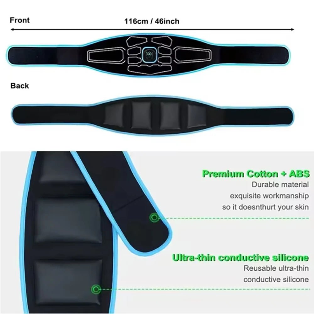 EMS Abdominal Toning Belt Electric Muscle Stimulator Toner ABS Abdominal Waist Shaping Massage Lose Weight Body Slimming Fitness - Ammpoure