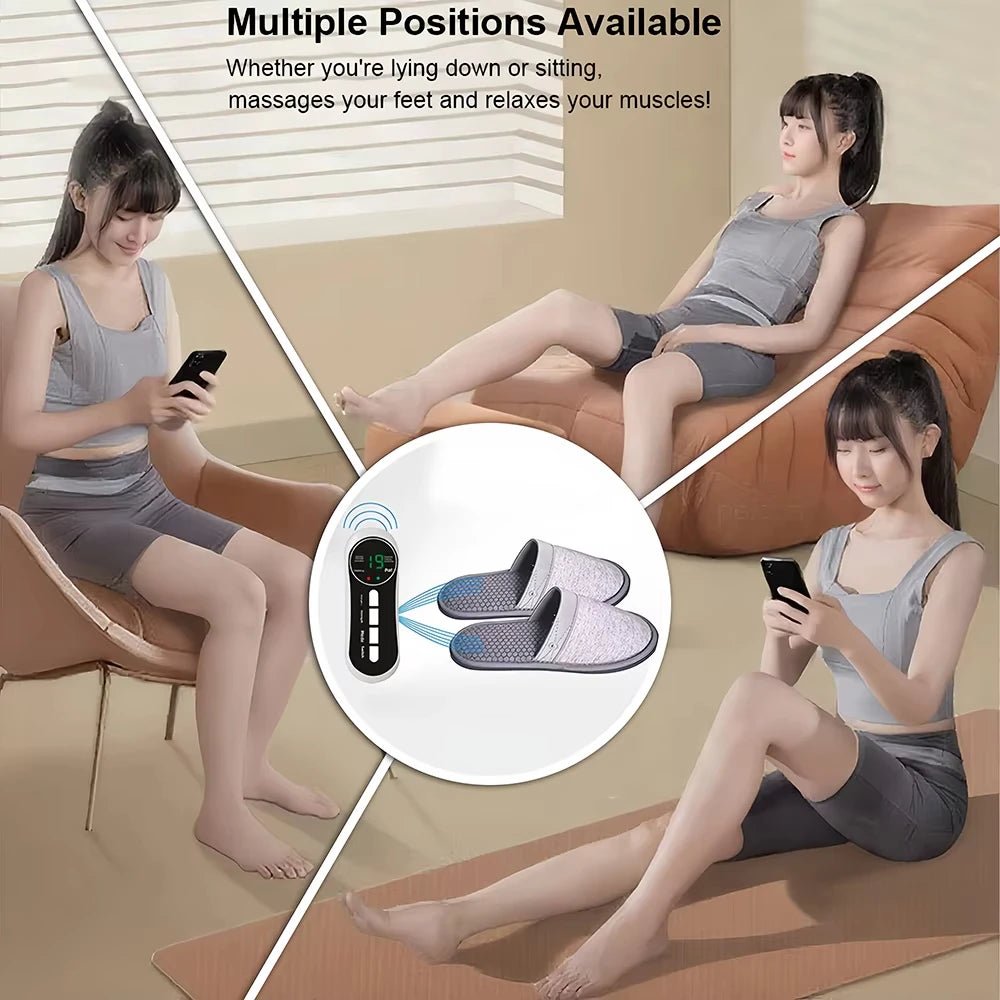 EMS Foot Massager Slippers Electric Feet Massage Shoes with Remote Control Pulse Muscle Stimulator Foot Massager to Relieve Pain - Ammpoure