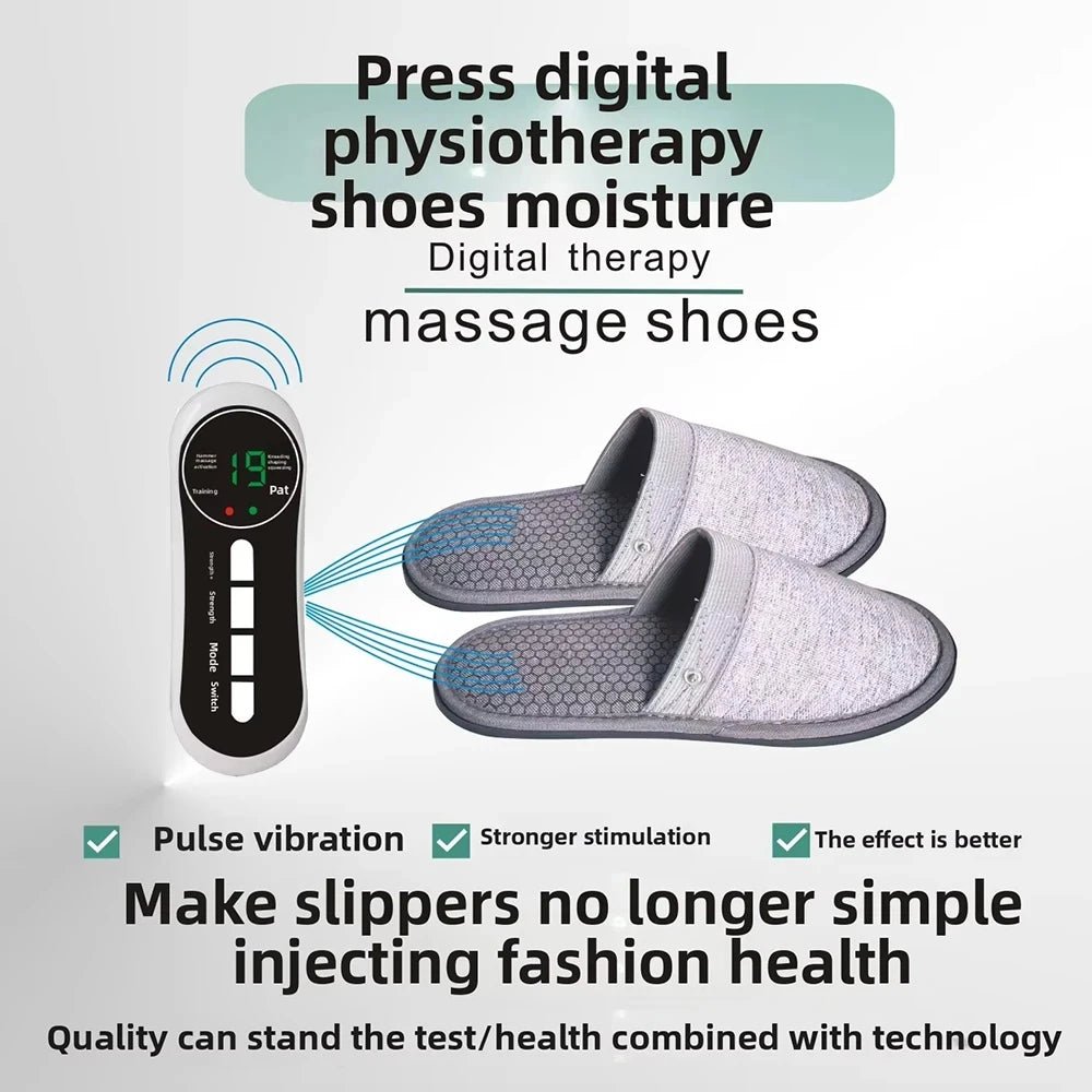 EMS Foot Massager Slippers Electric Feet Massage Shoes with Remote Control Pulse Muscle Stimulator Foot Massager to Relieve Pain - Ammpoure