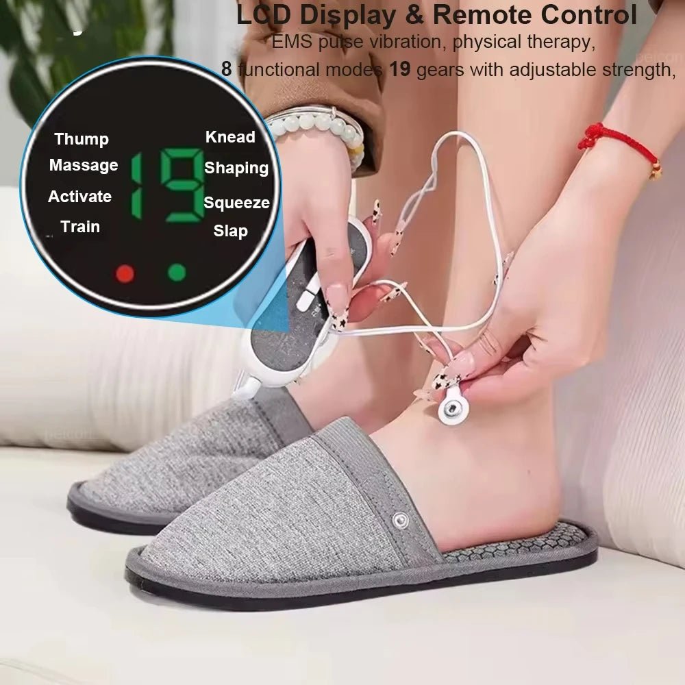 EMS Foot Massager Slippers Electric Feet Massage Shoes with Remote Control Pulse Muscle Stimulator Foot Massager to Relieve Pain - Ammpoure