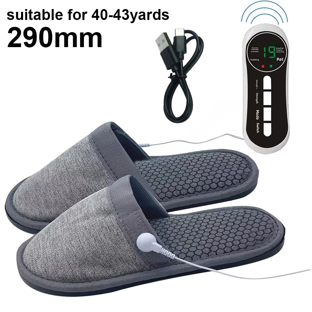 EMS Foot Massager Slippers Electric Feet Massage Shoes with Remote Control Pulse Muscle Stimulator Foot Massager to Relieve Pain - Ammpoure