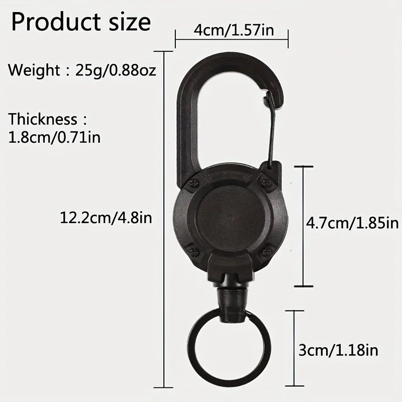 Extendable Retractable Holders Keychain Badge Reels Heavy Duty Clip With Carabiner Key Chain For Men Outdoor Bags - Ammpoure
