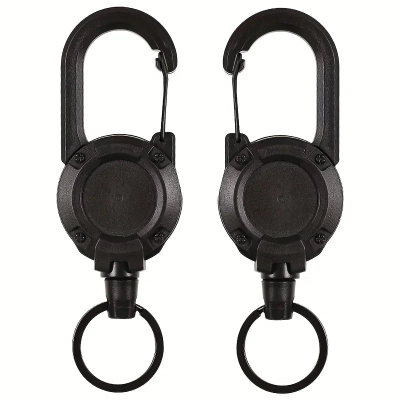 Extendable Retractable Holders Keychain Badge Reels Heavy Duty Clip With Carabiner Key Chain For Men Outdoor Bags - Ammpoure
