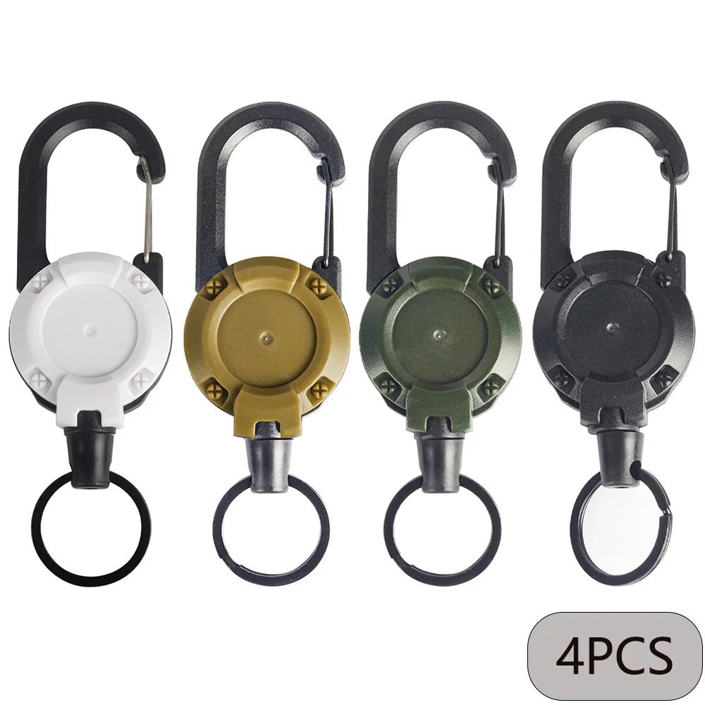 Extendable Retractable Holders Keychain Badge Reels Heavy Duty Clip With Carabiner Key Chain For Men Outdoor Bags - Ammpoure