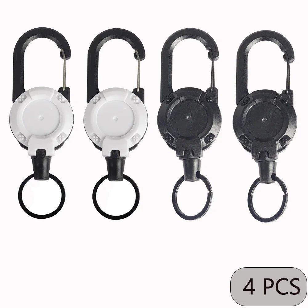 Extendable Retractable Holders Keychain Badge Reels Heavy Duty Clip With Carabiner Key Chain For Men Outdoor Bags - Ammpoure