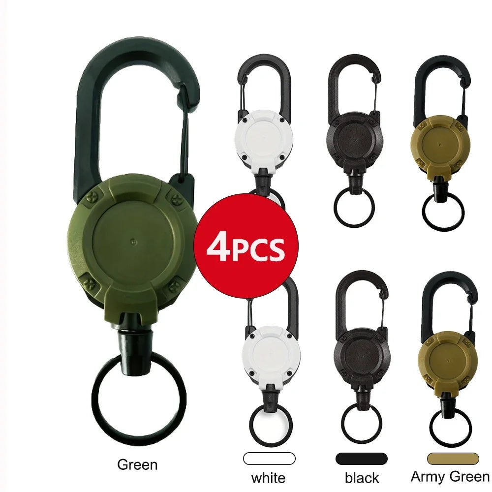Extendable Retractable Holders Keychain Badge Reels Heavy Duty Clip With Carabiner Key Chain For Men Outdoor Bags - Ammpoure
