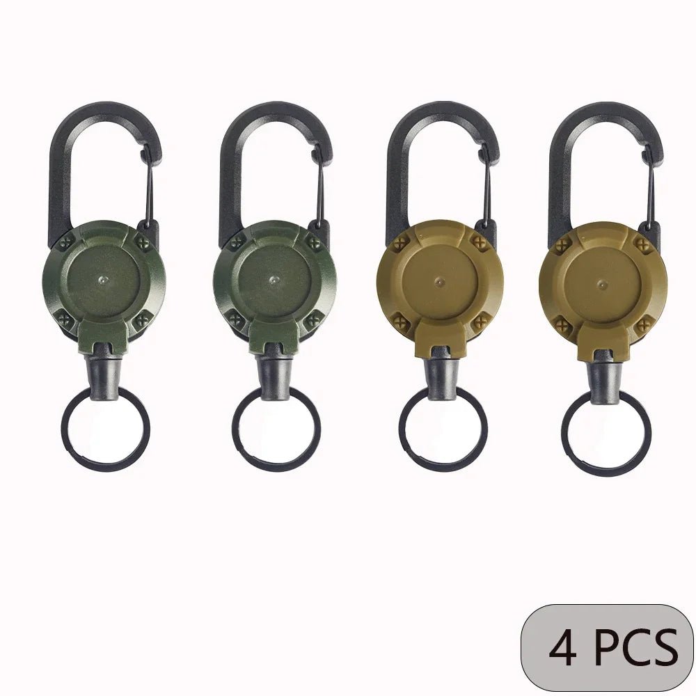 Extendable Retractable Holders Keychain Badge Reels Heavy Duty Clip With Carabiner Key Chain For Men Outdoor Bags - Ammpoure