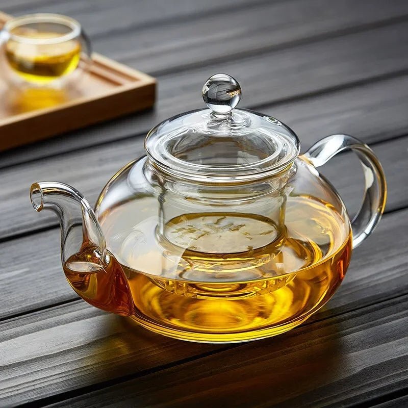 Filterable Heat - resistant Thickened Glass Teapot High Borosilicate Glass Flower Tea Pot Heatable Glass Tea Set - Ammpoure