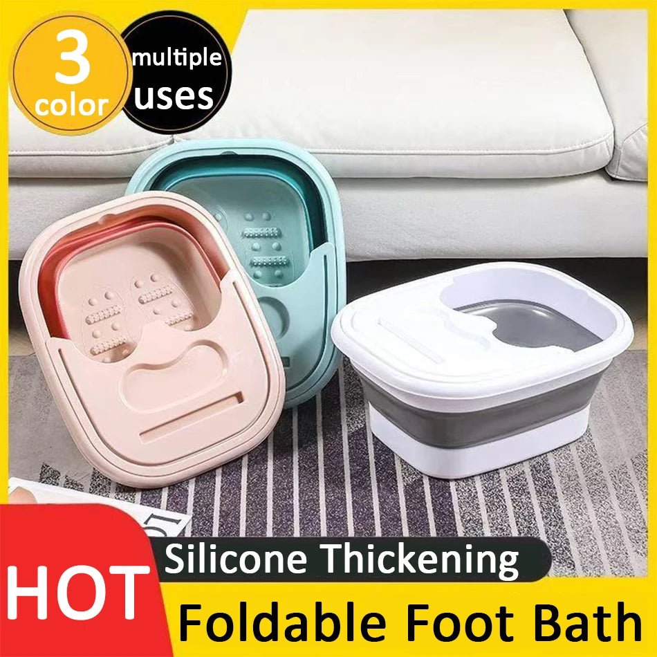 Foldable Foot Bath Tub–Portable, Covered Basin With Ergonomic Design, Silicone Thickening Suitable For Travel And Home Use - Ammpoure