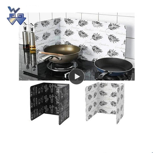 Foldable Kitchen Gas Stove Baffle Heat-resistant Plate Board Aluminum Oil Splash-proof Protection Screen Kitchen Accessories - Ammpoure Wellbeing 🇬🇧