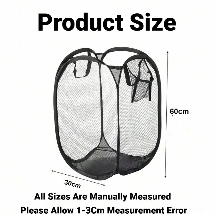 Foldable Wall Hanging USA Laundry Organizer Mesh Storage Bucket For Dirty Clothes Practical Household Bathroom Daily Tidying Accesso - Ammpoure