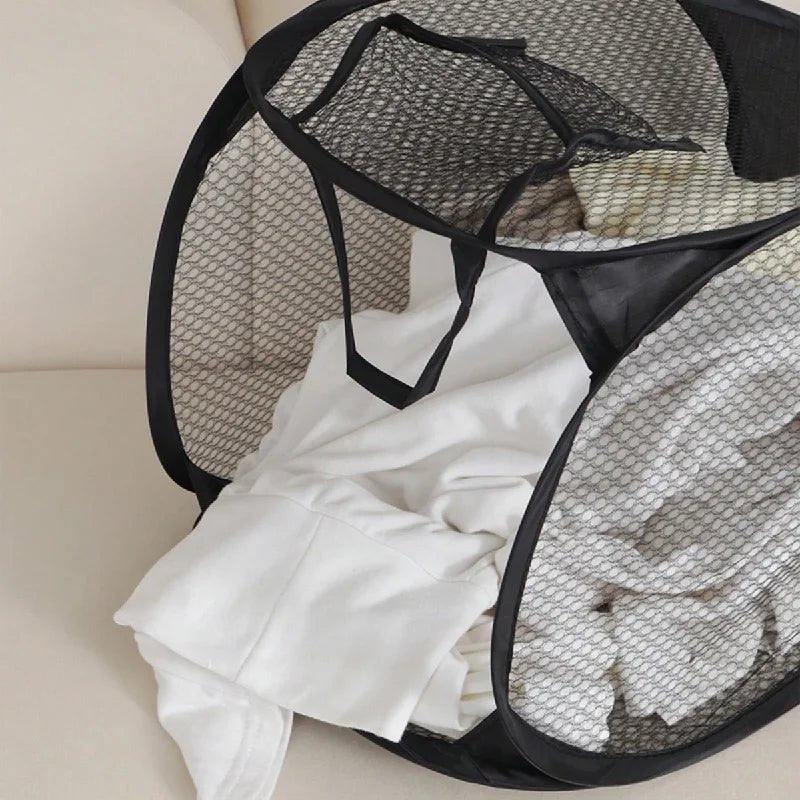 Foldable Wall Hanging USA Laundry Organizer Mesh Storage Bucket For Dirty Clothes Practical Household Bathroom Daily Tidying Accesso - Ammpoure