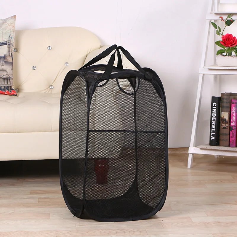 Foldable Wall Hanging USA Laundry Organizer Mesh Storage Bucket For Dirty Clothes Practical Household Bathroom Daily Tidying Accesso - Ammpoure