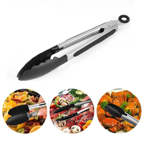 Food Grade Silicone BBQ Grilling Tong Kitchen Salad Bread Serving Non-Stick Tool Easy Cleaning Kitchen Accessories - Ammpoure Wellbeing 🇬🇧