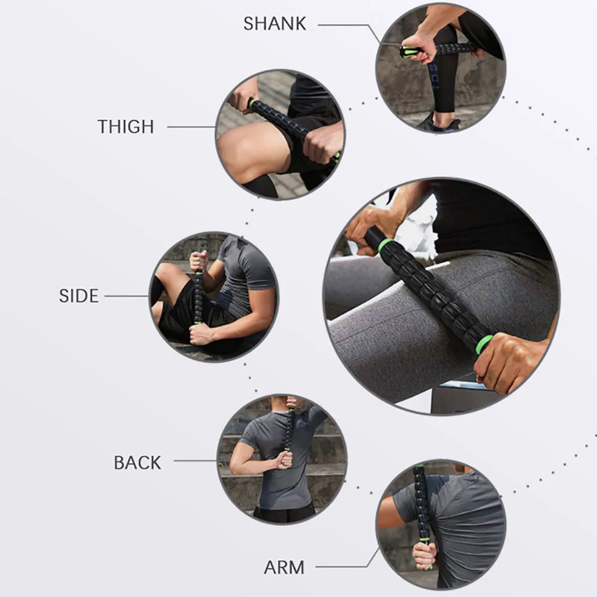Gear Massage Stick USA Yoga Deep Muscle Relaxation Fascia Roller Stick for Personal Training, Fitness & Recovery - Ammpoure
