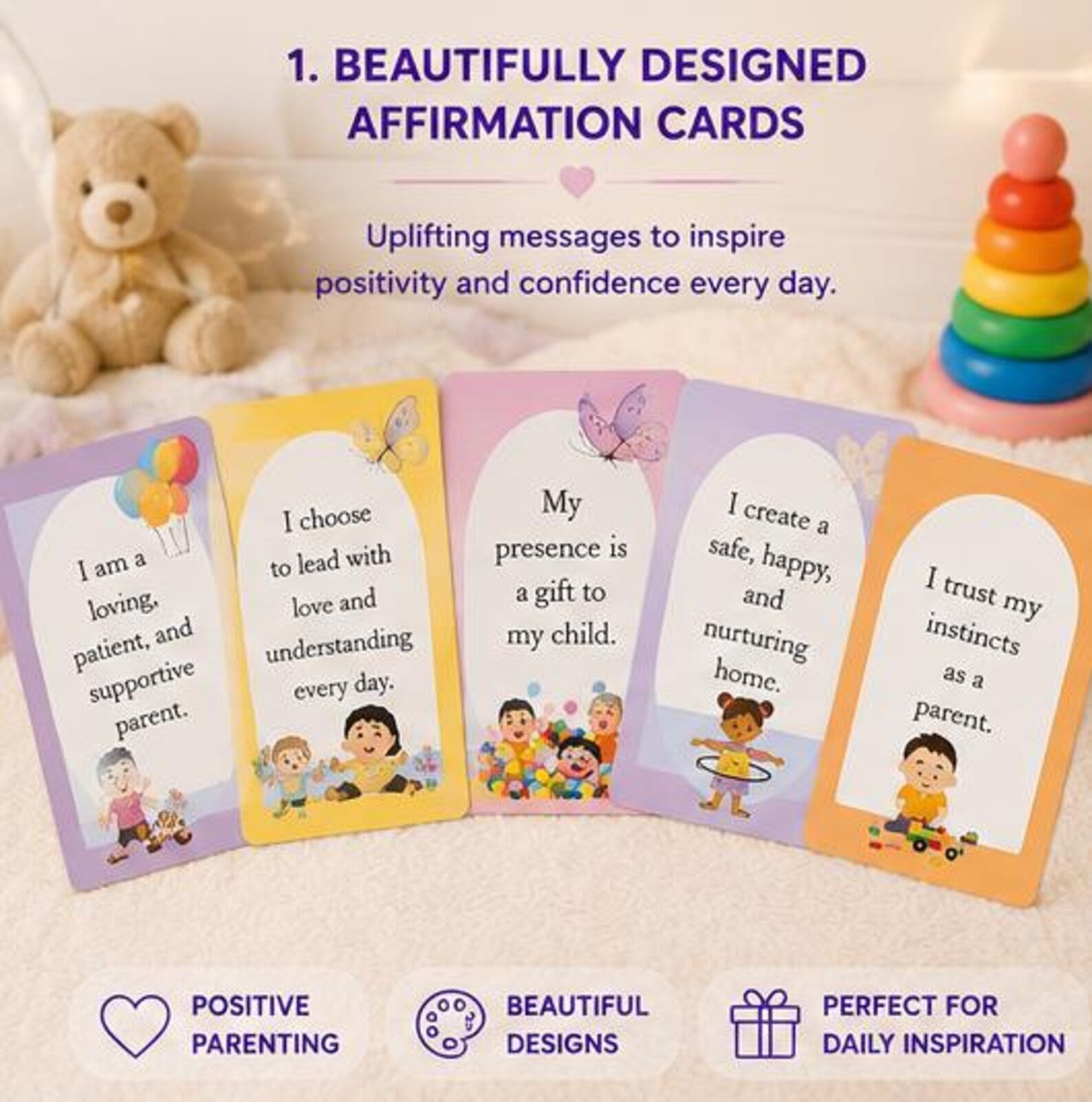 Gentle Parenting Affirmation Cards, Mindful Motherhood Quotes Template, Calming Gift for New Moms, Daily Family Flashcards, Digital PDF - Ammpoure
