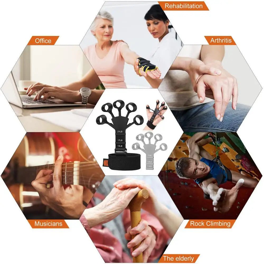 Hand Grip Strengthener Physical Tools Guitar Finger Trainer Training and Exercise Gym 6th Level Resistance Gripster Expander - Ammpoure