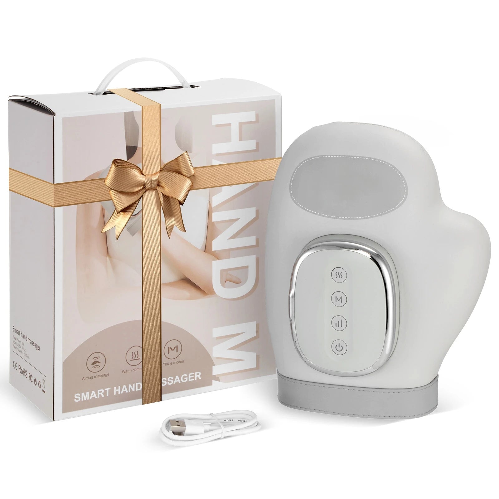 Hand Massager Heat Airbag Compression Carpal Tunnel Wrist Finger Palm Kneading Massage Device Electric Vibration Gloves Relax - Ammpoure