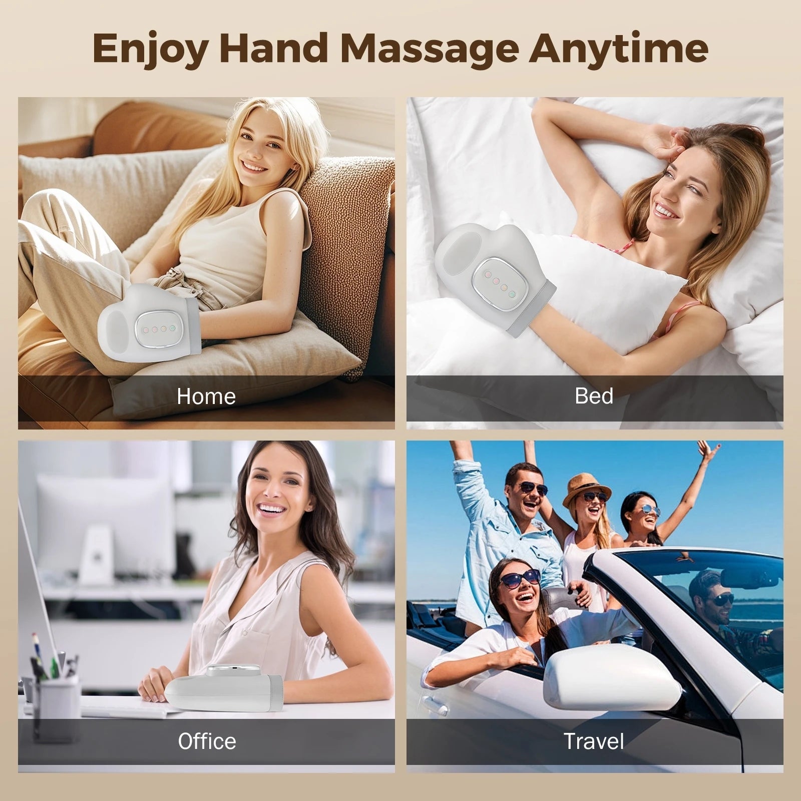 Hand Massager Heat Airbag Compression Carpal Tunnel Wrist Finger Palm Kneading Massage Device Electric Vibration Gloves Relax - Ammpoure