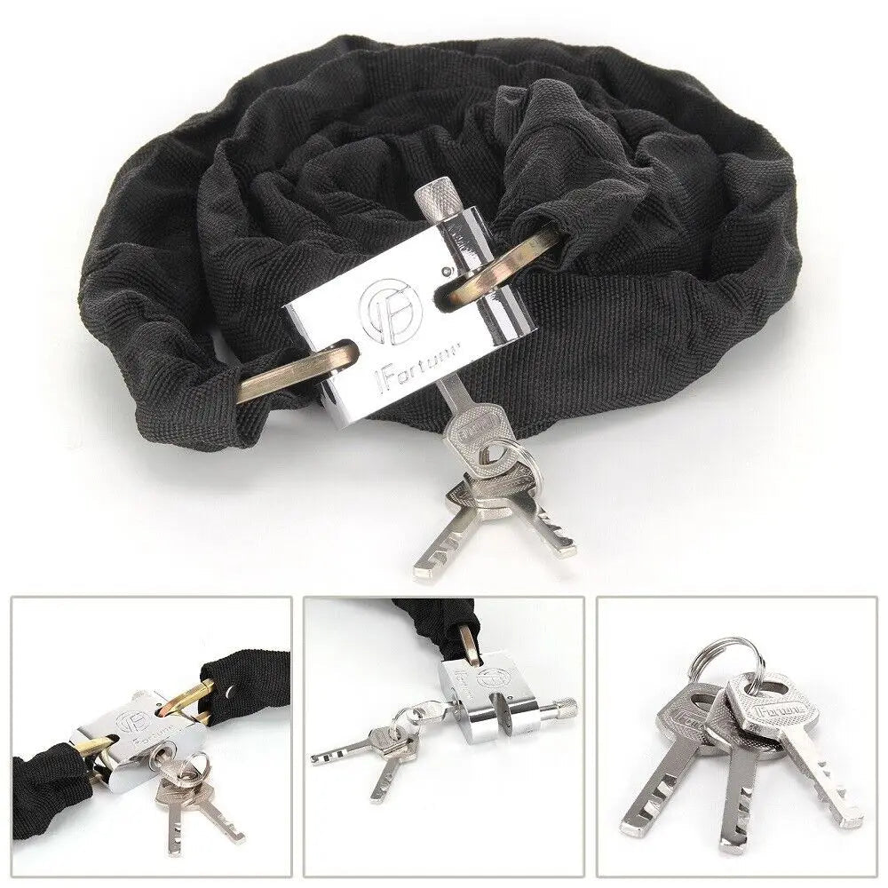 Heavy Duty Motorcycle Lock Anti - theft Bike Lock Strength Security Lock Road Accessories Motorbike Steel Chain Lock Padlock - Ammpoure