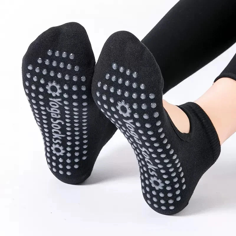 High Quality Women Yoga Socks Anti - Slip Breathable Backless Pilates Socks Ankle Ladies Ballet Dance Sports Socks for Fitness Gym - Ammpoure