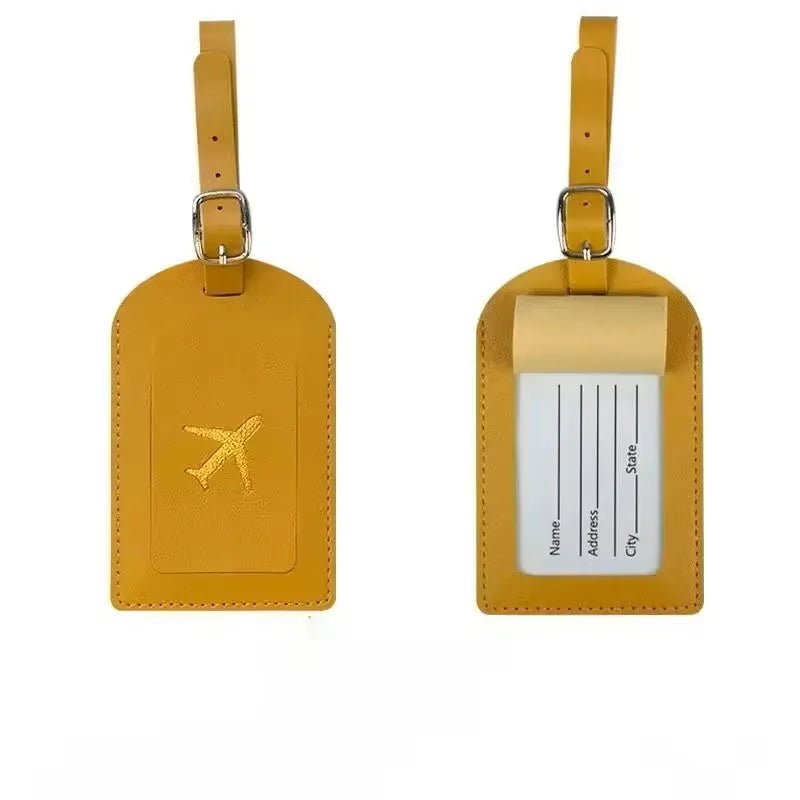 Hot Stamping Airplane Travel Luggage Tag Pu Leather Thickened Handbag Tag Passport Cover - Ammpoure