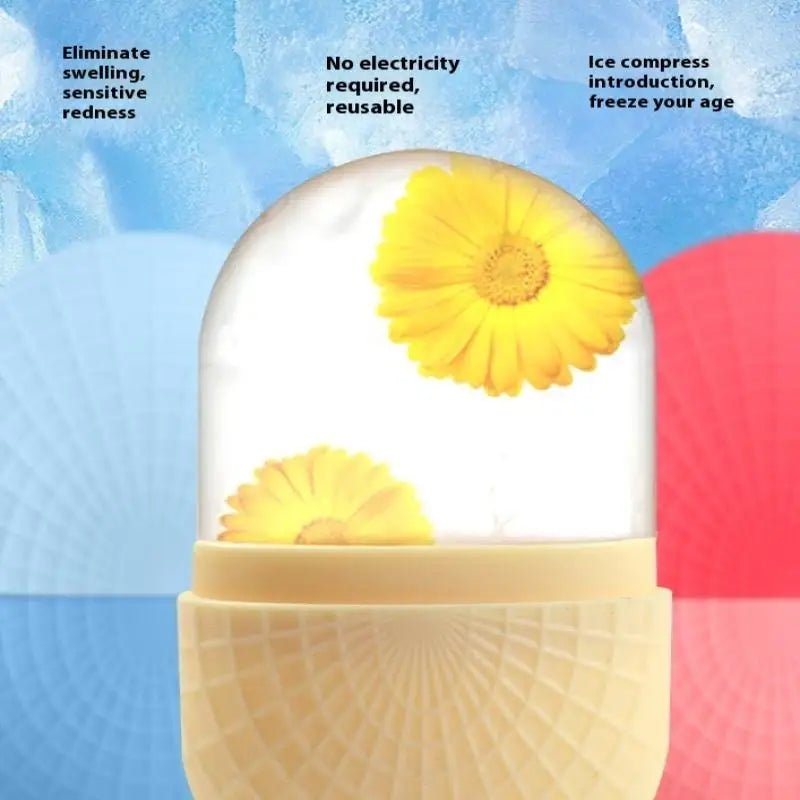 Ice Roller For Face And Eyes Silicone Ice Mold Massager Cooling And Firming Facial Skin Ice Roller Leak - proof Reusable - Ammpoure