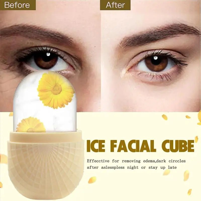 Ice Roller For Face And Eyes Silicone Ice Mold Massager Cooling And Firming Facial Skin Ice Roller Leak - proof Reusable - Ammpoure