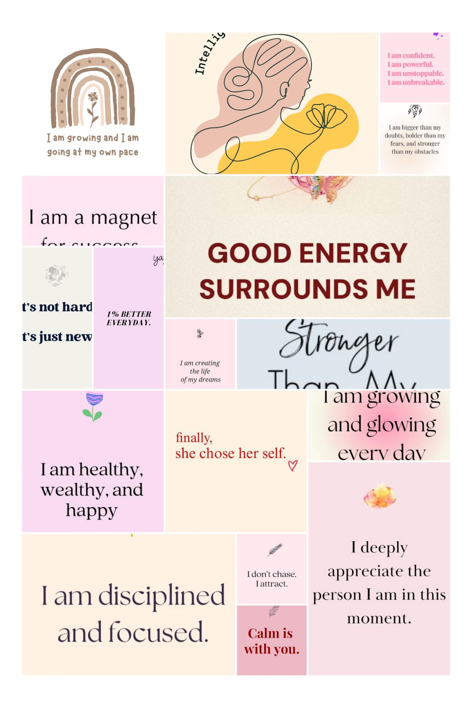 30 Printable Affirmation Cards for Self-Love, Motivation & Mindfulness – Digital Download, Positive Quote Cards