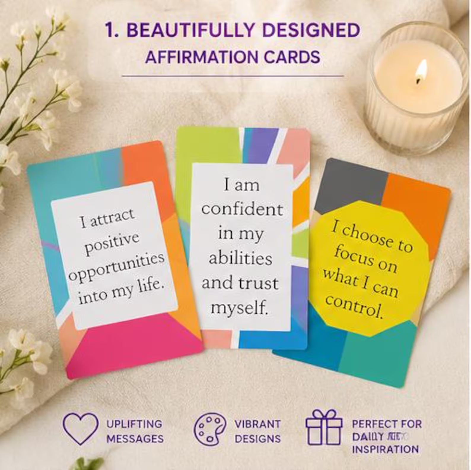Printable Positive Affirmation Cards, Daily Inspiration Quotes Template, Self Care Gift for Women, Journal & Planner Inserts, Digital PDF