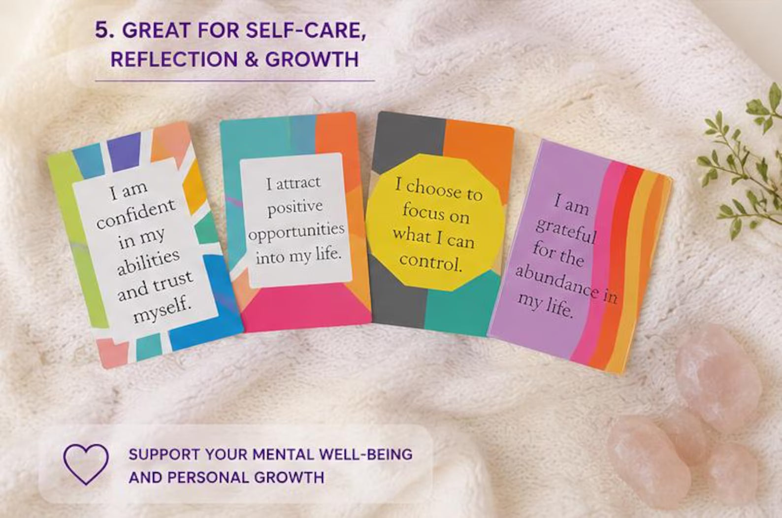 Printable Positive Affirmation Cards, Daily Inspiration Quotes Template, Self Care Gift for Women, Journal & Planner Inserts, Digital PDF