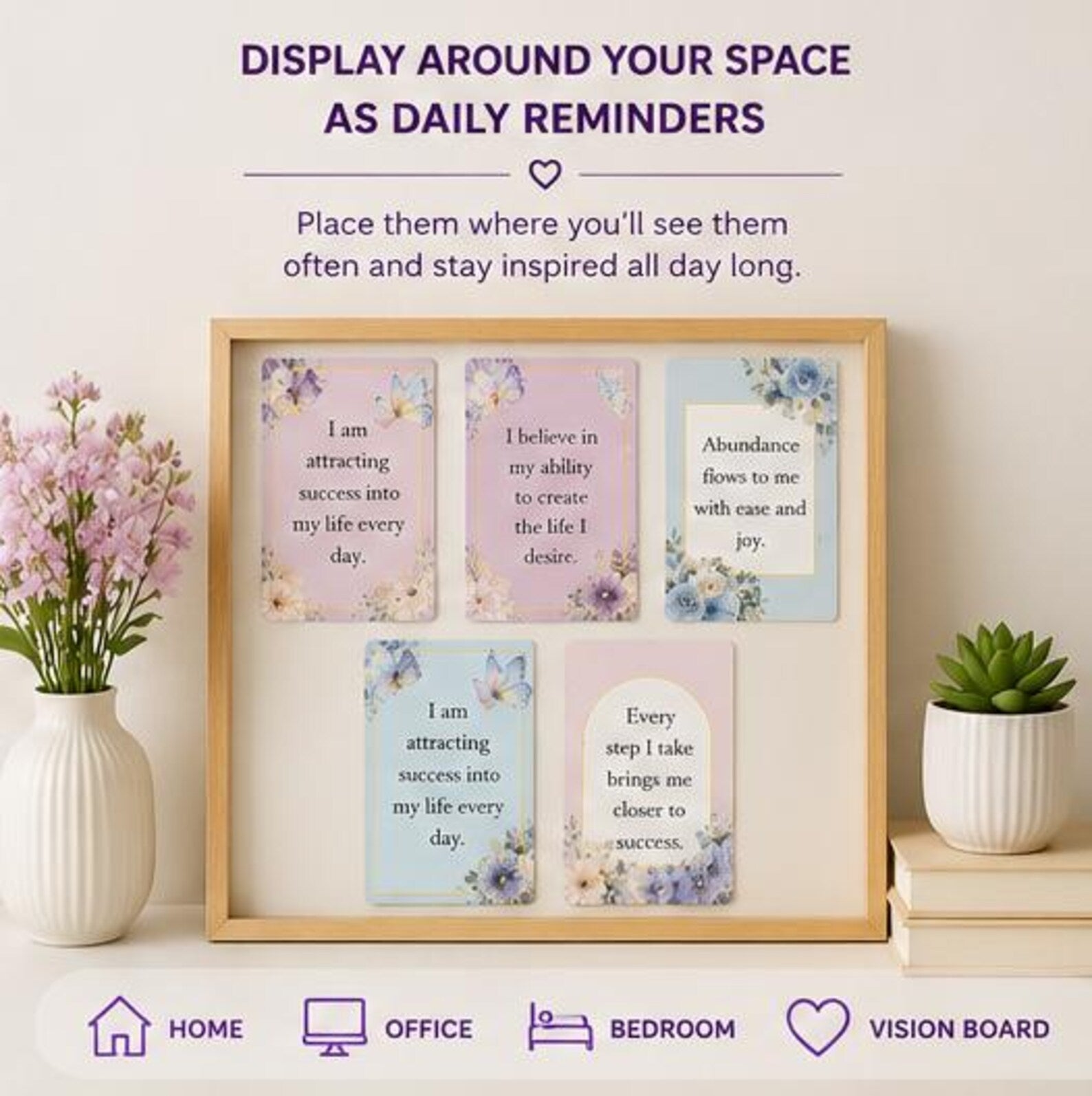 Printable Positive Affirmation Cards, Daily Inspiration Quotes, Mental Health Gift for Women, Journal & Planner Inserts, Digital PDF