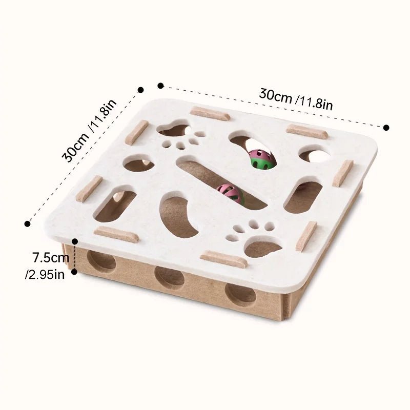 Interactive Cat Puzzle Toy Felt Toy Box with Maze Tunnel Bell Ball Indoor Entertainment Cat Toy - Ammpoure